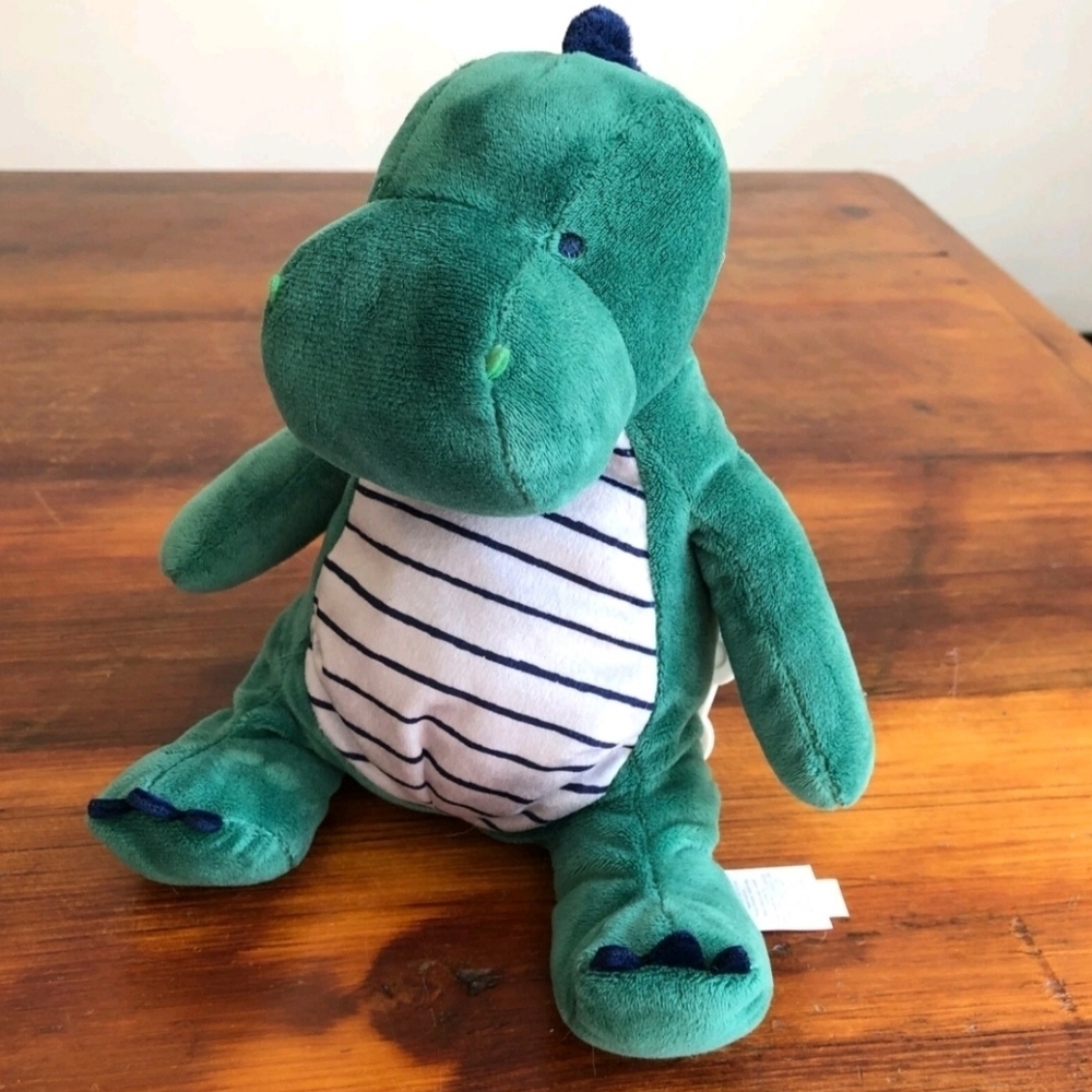 Carters Just One You Musical Green Navy Plush Stuffed Dino Baby Toy Dinosaur 9”